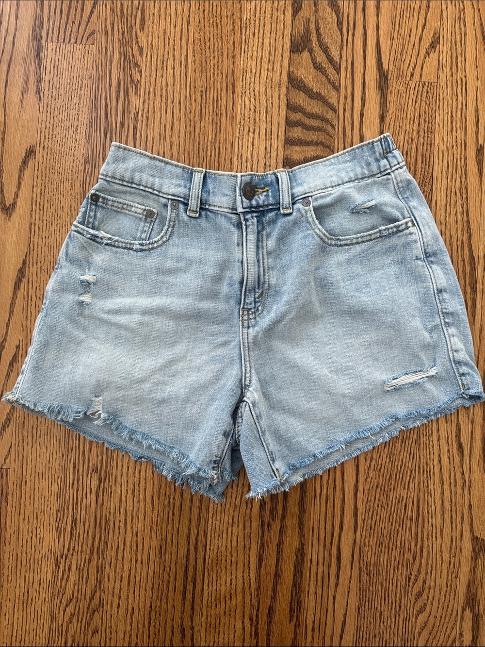 aerie Light Blue Distressed Denim Shorts